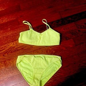 vibrant green/yellow baithing suit